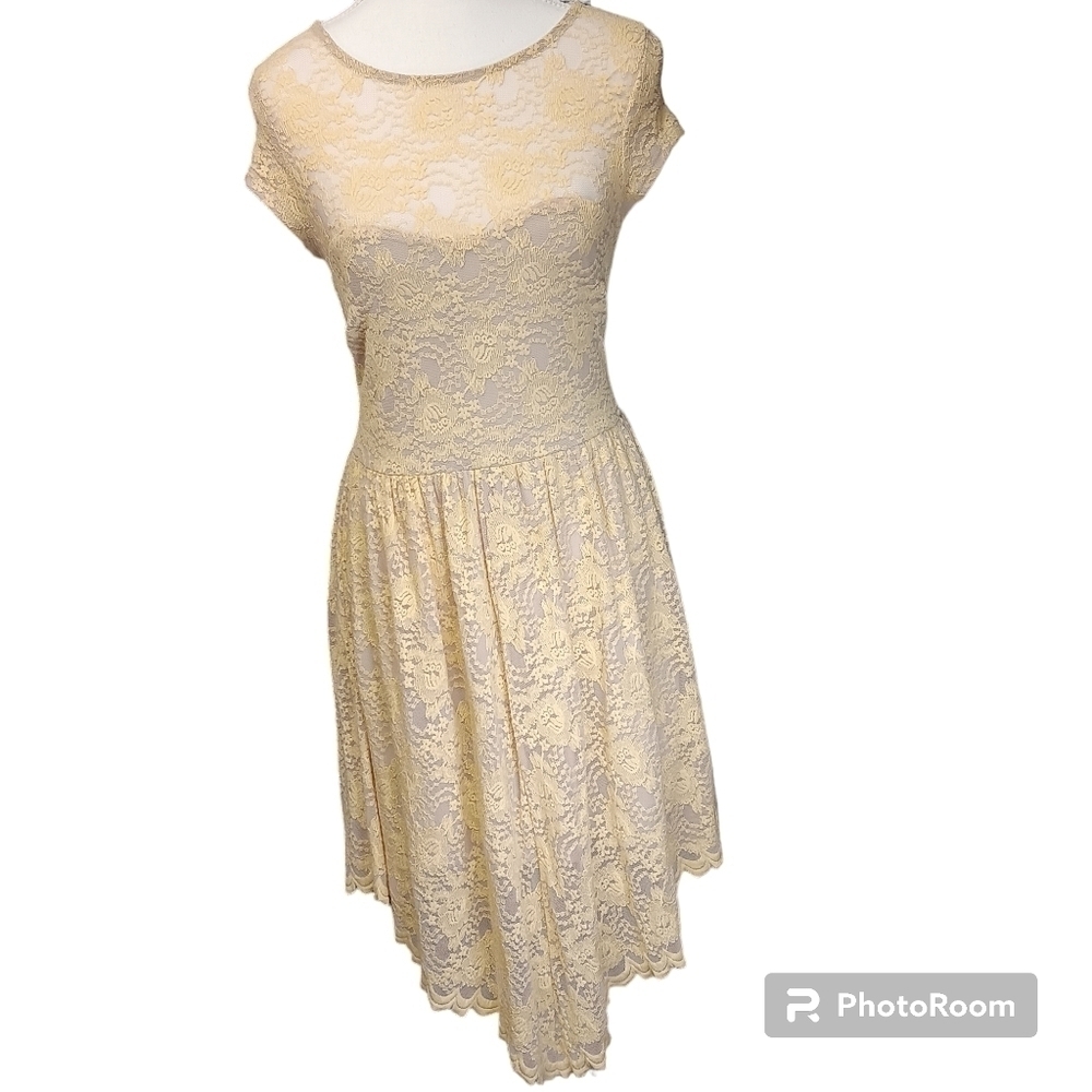 Finn and Clover Yellow Lace Dress Size M